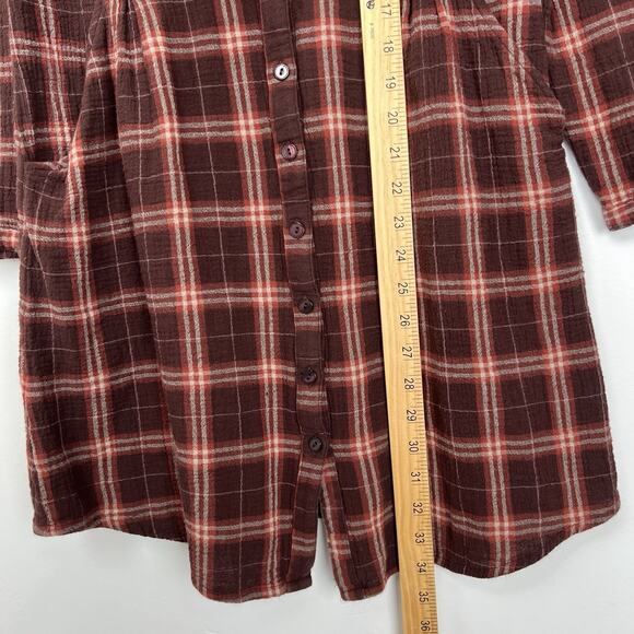 Garnet Hill Women's Size 6 Organic Cotton Plaid Lightweight Gauze Shirt Dress - Picture 7 of 11